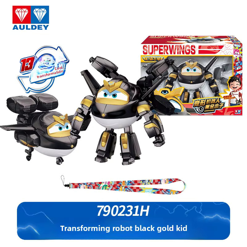 Auldey Super Wings Transforming Robot Ledi Black Gold, Fahrzeuge - Bild 1