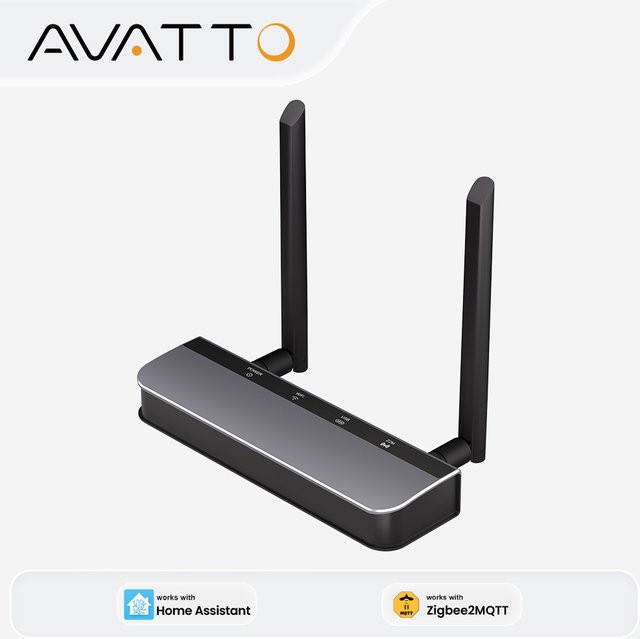 AVATTO Zigbee2MQTT Dongle Plus mit Hochleistungs-Chipsatz und Dual-Antennen in Schwarz, unterstützt PoE sowie WLAN, Ethernet und USB-C für Home Assistant - Bild 1