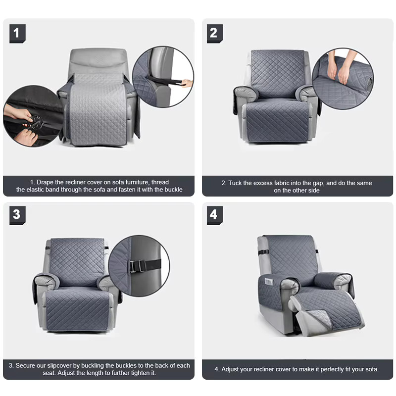 WANERQU Rutschfester 1-Sitzer Relaxsessel-Bezug in Einfarbig für Haustiere und Kinder - Bild 3