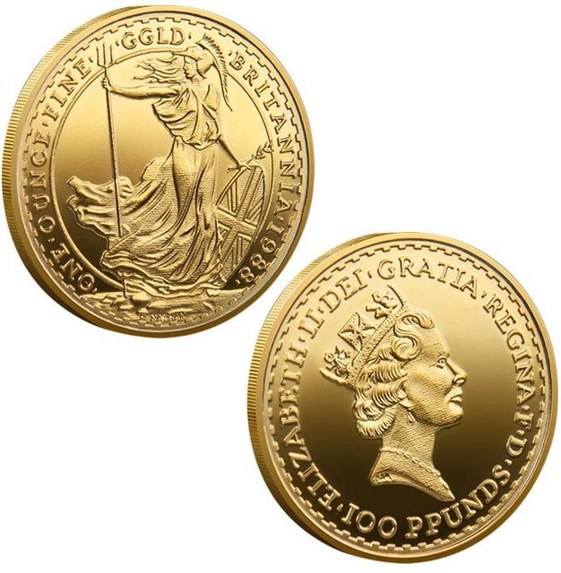 BY-house Britannia Pfund Gedenkmünze, Königin Elisabeth II., Golddesign - Bild 1