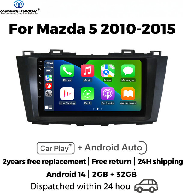 MEKEDE Android 14 Autoradio mit Carplay für Mazda 5 3 CW 2010-2015, 2 DIN Multimedia-Player in Schwarz - Bild 1