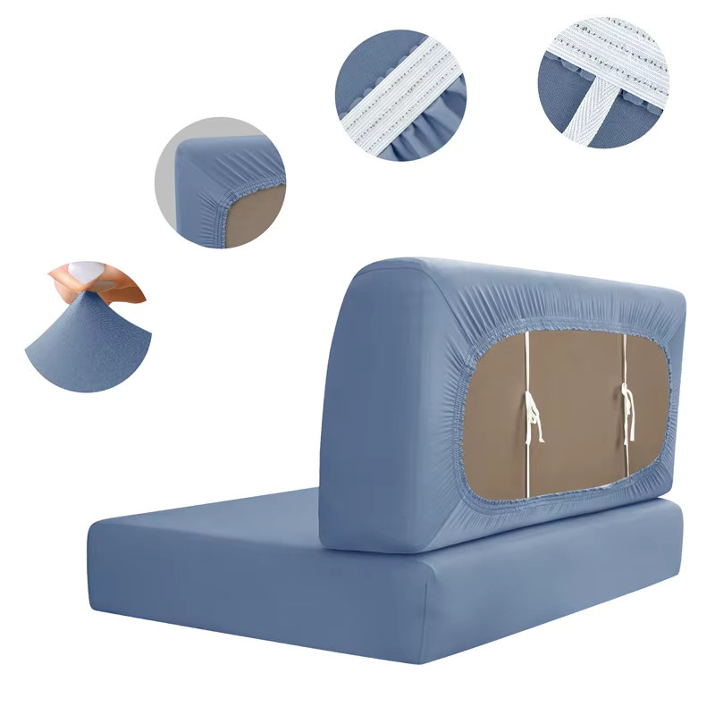 WANERQU 2er-Set Spandex Dinette Kissen Abdeckungen für Wohnmobile und Camper, elastische Sitzbezüge für Esszimmerbänke in Blau - Bild 2