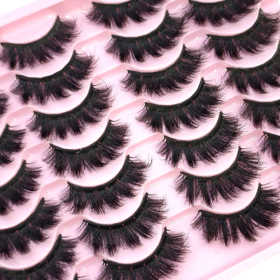 3D Faux Nerz Falsche Wimpern, Black, 14 Paar, Natürlich, Unisex - Bild 4