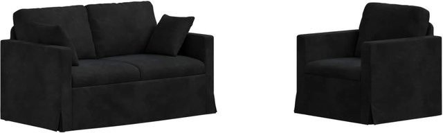 vidaXL Sofa Set 2-teilig Schwarz Samt mit Metallrahmen, B/T/H: 138 x 78 x 80 cm und 78 x 78 x 80 cm - Bild 1
