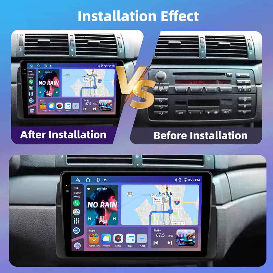 Podofo Android Auto und Apple CarPlay Multimedia-Player für BMW E46 1999-2005 mit GPS, Bluetooth und DSP EQ in Schwarz - Bild 2