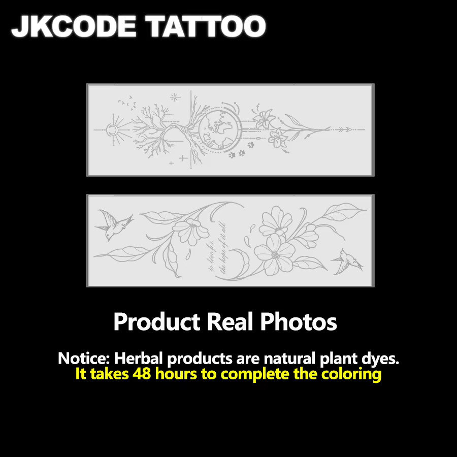 JKCODE TATTOO Kräuter-Tattoo-Aufkleber, Unisex, Lebensbaum-Muster - Bild 3