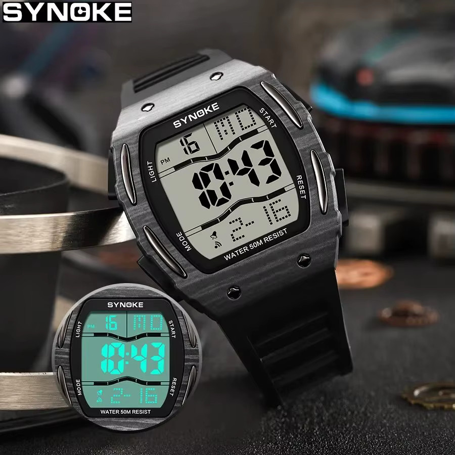 Synoke Digitaluhr, Kunststoff, Silikon, Schwarz, Herren - Bild 3