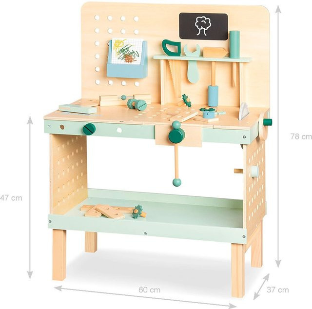 Pinolino Spiel-Werkbank Jupp aus Lindenholz und MDF in Bunt, B/H/T: 60 x 78 x 37 cm - Bild 1