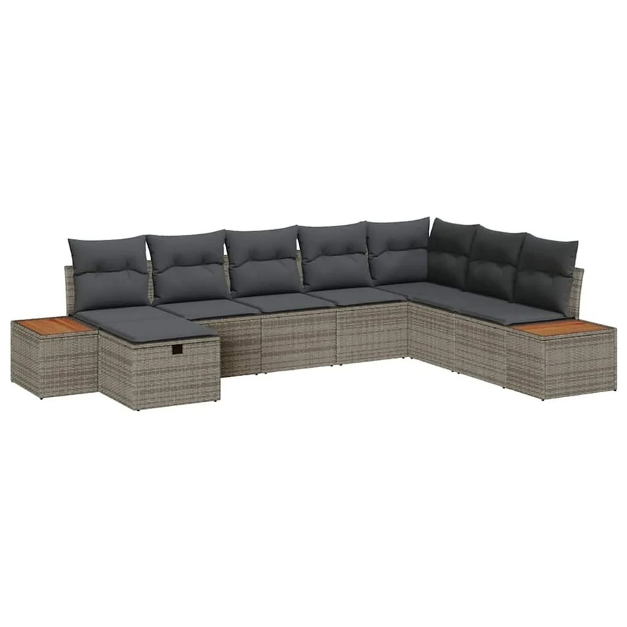 vidaXL Gartensofa-Set L-Form aus Poly-Rattan in Grau mit Kissen und integriertem Stauraum - Bild 2