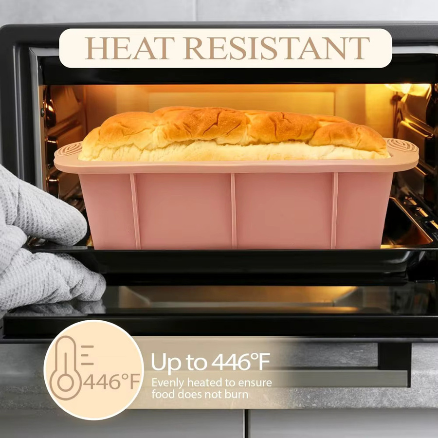 FEB.WIND Silikon-Brotkastenform in Pink, rechteckige Backform mit Antihaftbeschichtung - Bild 1
