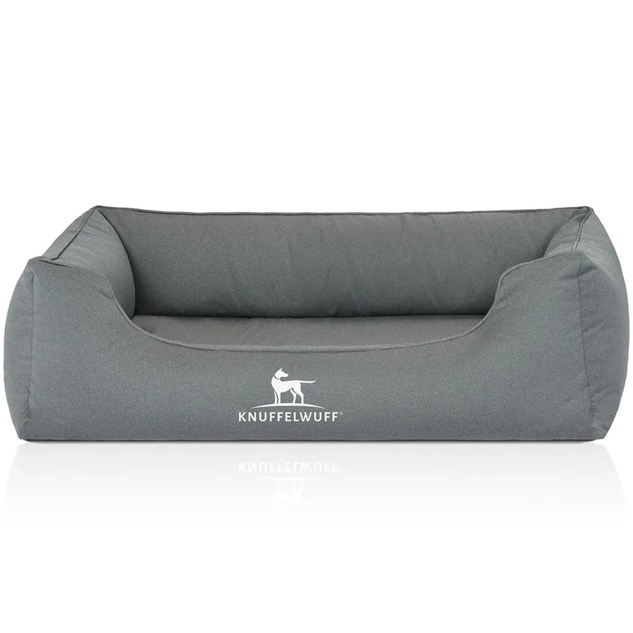 Knuffelwuff Hundebett Leon Orthopädisch aus Velours mit abnehmbarem Bezug, Petrol/Grau, B: 85 cm, T: 63 cm, H: 30 cm - Bild 2