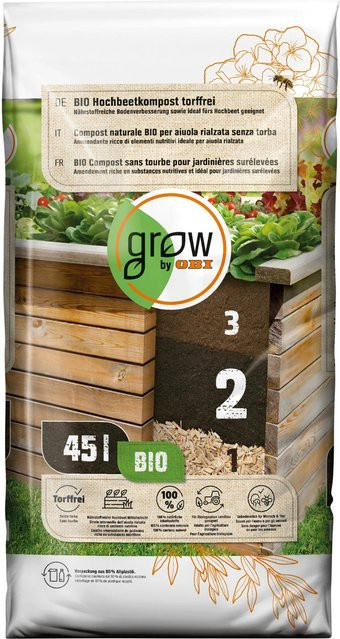 GROW by OBI BIO Hochbeetkompost torffrei, 45 l - Bild 1