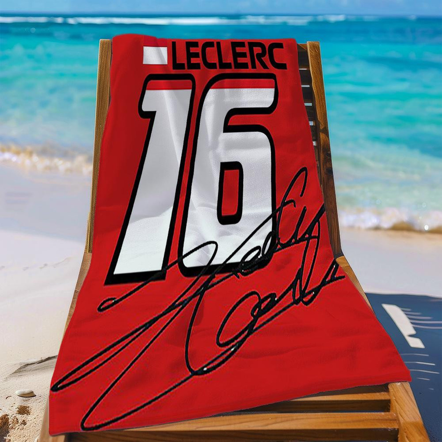 Ka Chen Muda Reisehandtuch Leclerc Racing Design Weiß, schnelltrocknendes Strandtuch aus Polyester, B: 40 cm, H: 60 cm - Bild 2