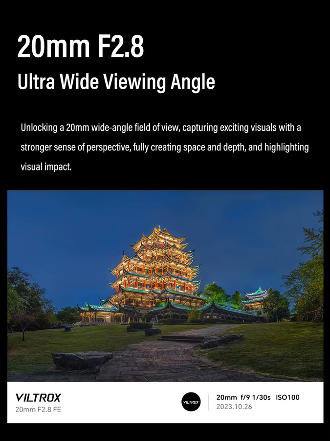Viltrox Air Vollformat Ultraweitwinkel Kameraobjektiv 20mm f/2.8 für Sony und Nikon in Schwarz - Bild 5