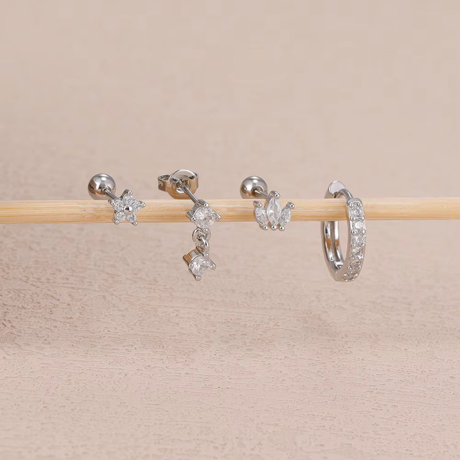 Yuedane Ohrstecker Set, 14K vergoldet, Edelstahl, Zirkonia, Kristall, Damen - Bild 2