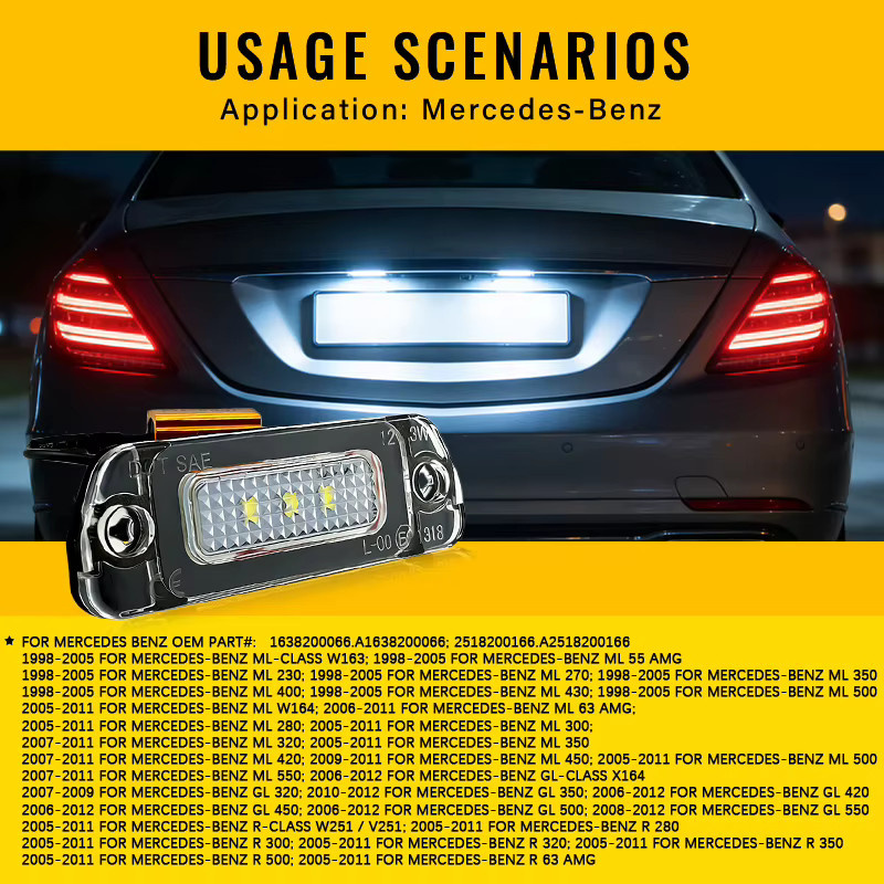 2er-Set LED Kennzeichenbeleuchtung passend für Mercedes-Benz X164 W164 W251 GL ML R-Klasse (2006-2012) - Bild 3