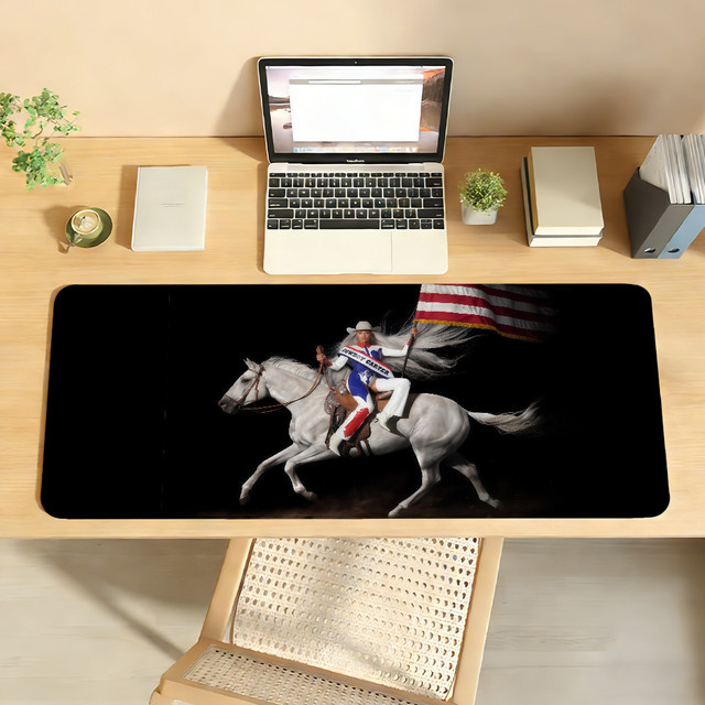 B-BeyonceES Cowboy CARTER XXL Gaming Mauspad in Schwarz, rutschfeste Schreibtischunterlage aus Gummi für PC und Laptop - Bild 1