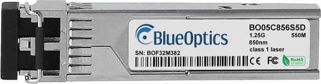BlueOptics SFP Transceiver BO05C856S5D kompatibel mit LevelOne, 1000BASE-SX, LC-Duplex, Multimode Fiber, 850nm, 550m, DDM, Farbe: Silber - Bild 1