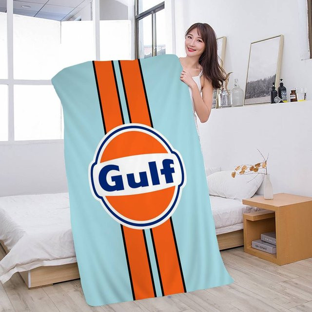 G-Gulf Mikrofaser Strandtuch mit Rennwagen Logo, weich und saugfähig, Blau/Weiß, B: 90 cm, H: 180 cm - Bild 1