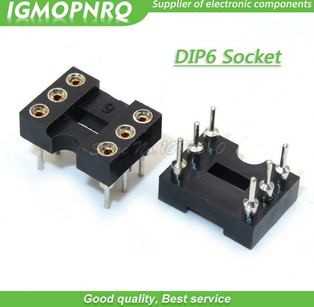 20 Stück DIP6 IC-Sockel-Adapter mit 6 Pins und 2,54 mm Rastermaß in Schwarz zum Löten - Bild 1