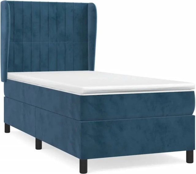 vidaXL Boxspringbett mit Matratze Dunkelblau Samt B/T/H: 90 x 200 cm - Bild 1