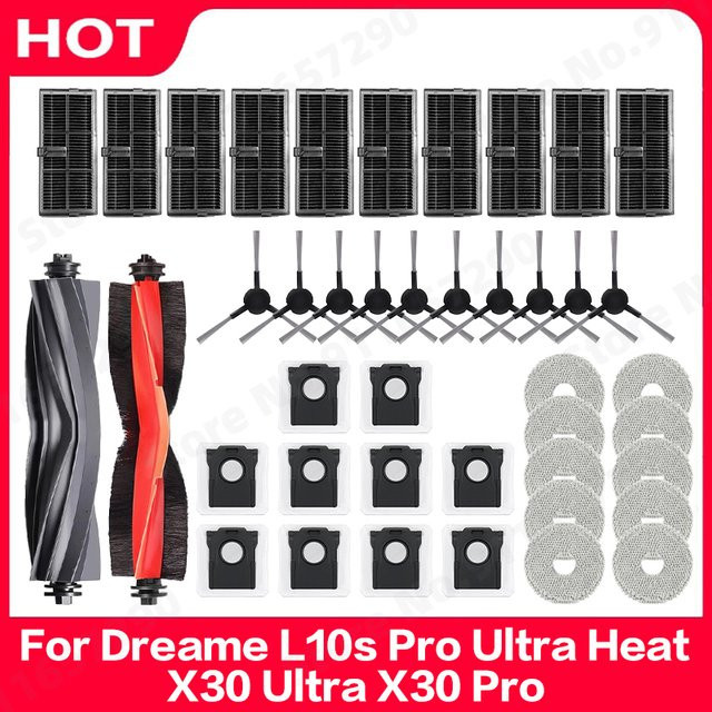 Dreame Zubehör-Set für L10s Pro Ultra Heat X30 Ultra X30 Pro Plus in Schwarz mit Bürsten, Filtern, Wischmopps und Staubbeuteln - Bild 1