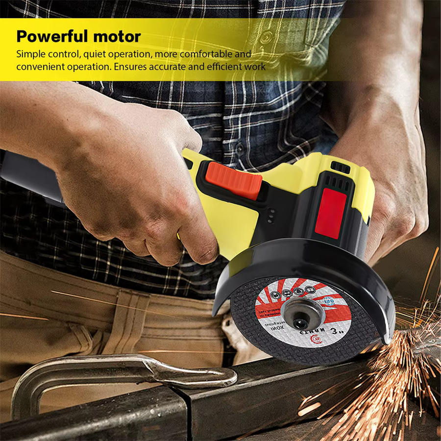 OWJHE Mini Winkelschleifer 550W Akku wiederaufladbare elektrische Handschleifmaschine und Poliermaschine in Blau und Gelb - Bild 2