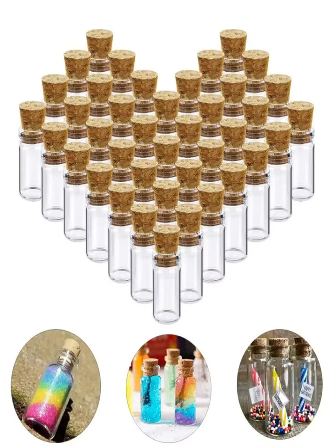 10 Stück Mini-Wunschflaschen aus Glas in Transparent, 0,5–5 ml für DIY-Handwerk, Hochzeit und Geburtstag - Bild 3