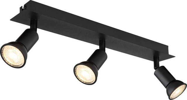 Globo Spotbalken 3-flammig Schwarz Matt Metall B/H/L: 40 x 6 x 9 cm - Bild 2