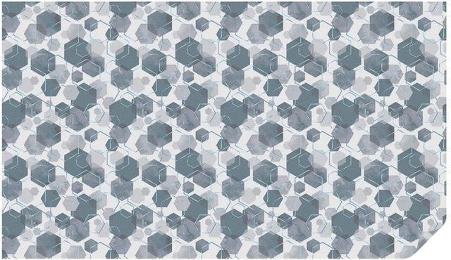 Tulup Buntglasfolie Geometrische Sechsecke Selbstklebend Marine Bunt, Breite: 116 cm, Höhe: 200 cm - Bild 1