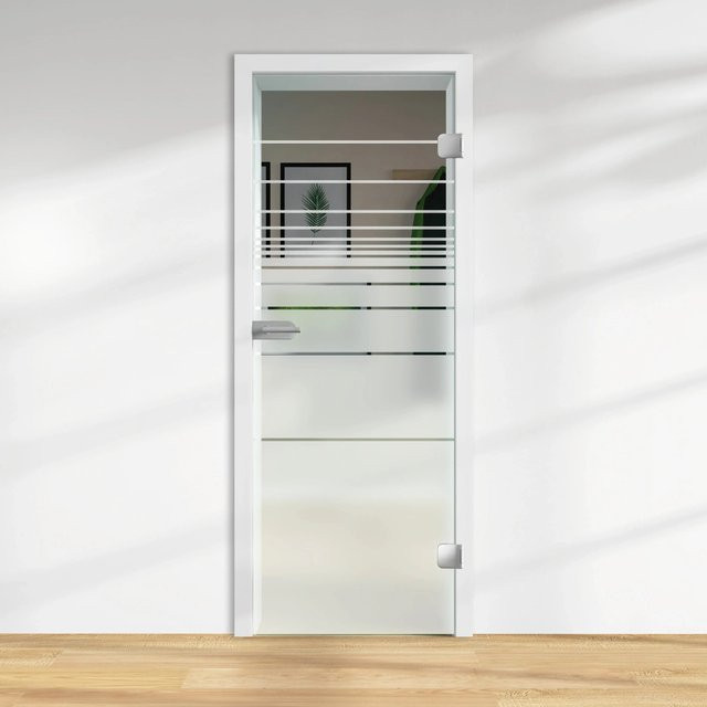 Skyscope Glasdrehtür ESG Floatglas Dekor Siebdruck Transparent Rechts DIN 1972 x 709 x 8 mm - Bild 1
