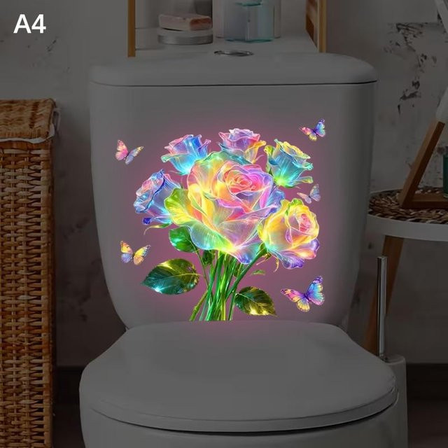 Selbstklebender Leuchtender Blumen Wandaufkleber in Mehrfarben für Schlafzimmer und Wohnzimmer A4 - Bild 1