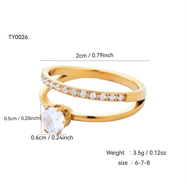 Lucky Star Jewelry Ring, 18K vergoldet Edelstahl, Diamanten, Damen, Größe 8 - Bild 1