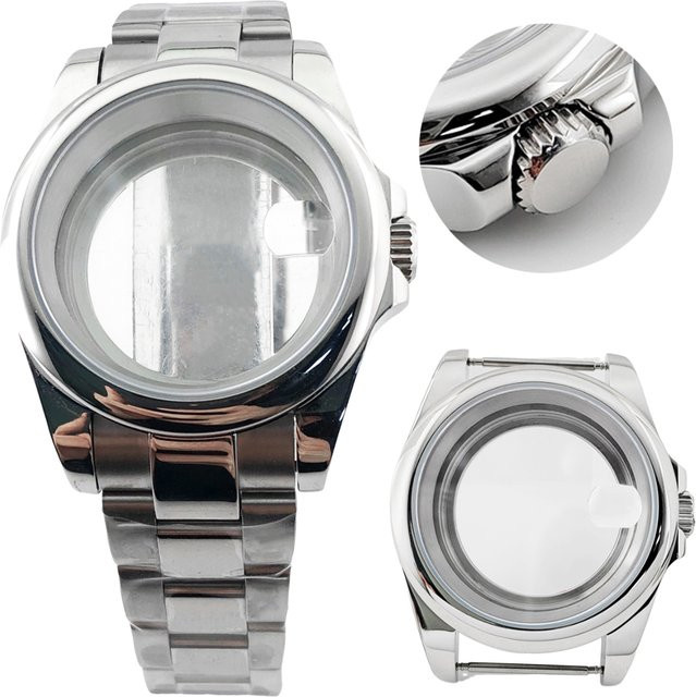 miuksi Uhrengehäuse mit Armband, Edelstahl, Saphirglas, 40 mm, Silber, Unisex - Bild 1