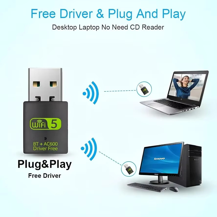 LccKaa 2-in-1 USB WiFi Bluetooth Adapter Dual-Band 2,4G/5,8G Wireless Karte in Schwarz - Bild 3