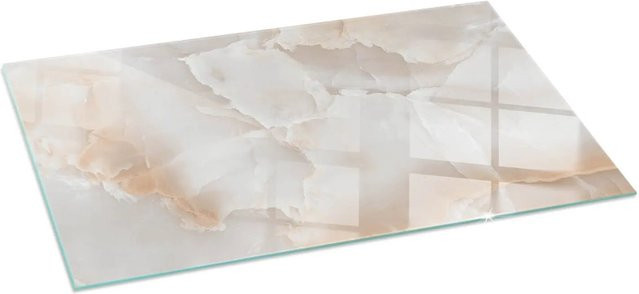 Tulup Glasplatte für Kaminöfen mit Natursteinmuster in Beige, B: 140 cm, H: 70 cm - Bild 1