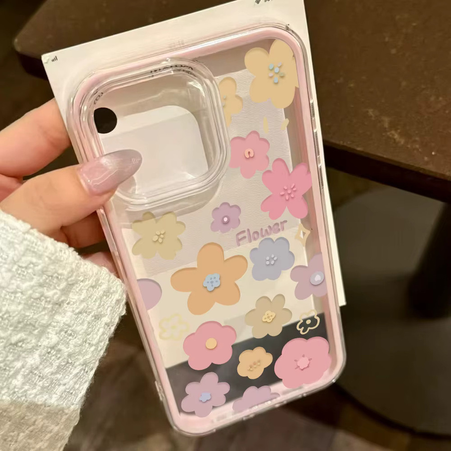 Stoßfeste 2-in-1 Handyhülle mit Blumenmuster für Samsung S26 Ultra S25 A57 A36 A37 A56 A35 A16 A17 A26 A07 A06 A05 in Transparent Pink - Bild 3