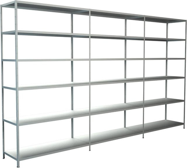 Schulte Regalwelt Steck-Grundregal aus Metall in Weiß, H 230 cm x B 260 cm x T 35 cm - Bild 1