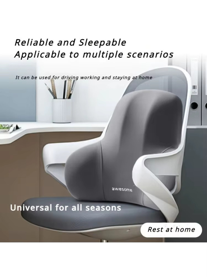 LIUSHADUOLA 2-in-1 Memory-Schaum Sitzkissen-Set mit Lendenstütze in Grau und Schwarz für Büro und Auto - Bild 3