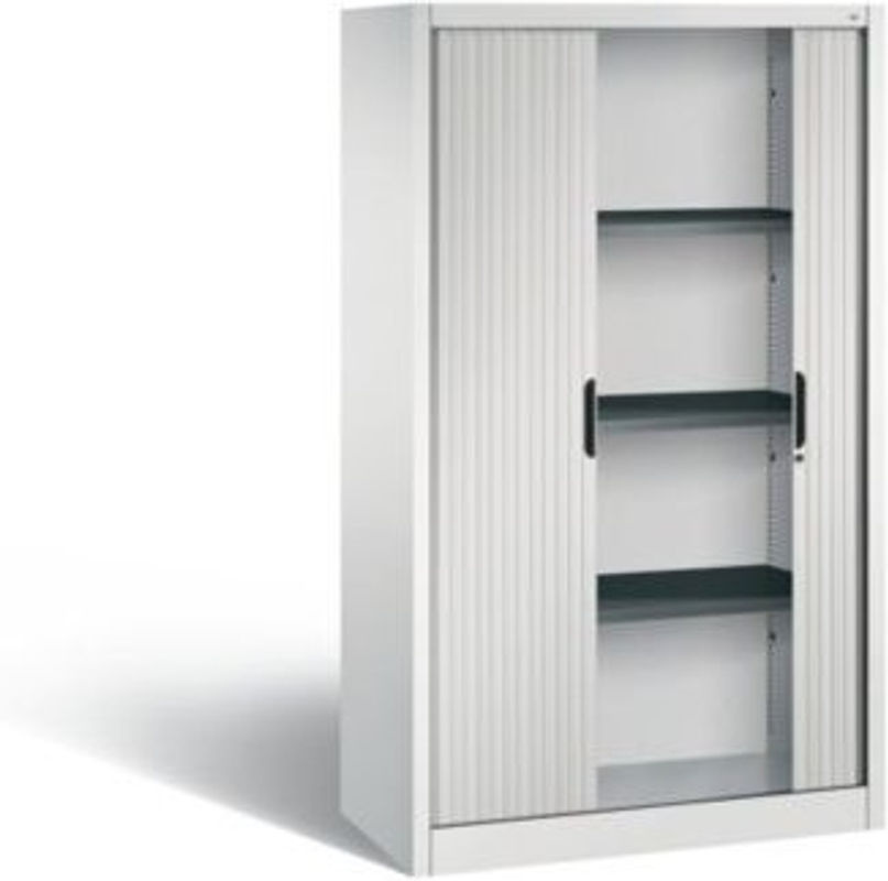 C + P Omnispace Rollladenschrank mit 4 Fachböden, abschliessbar, grau, B/T/H: 100 x 42 x 166 cm - Bild 2