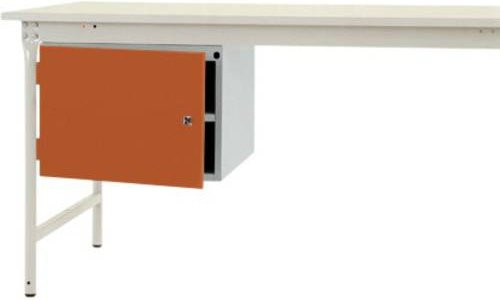 Manuflex ZB4703.2001 Gehäuse-Unterbau stationär in Weiß und Orange mit 1 Tür und Einlegeboden für Tischtiefe 800 mm, Nutzhöhe: 300 mm - Bild 1