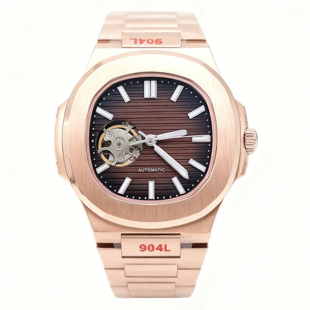PARNSRPE Herrenarmbanduhr Automatik, Roségold, Edelstahl, 40 mm, Schwarz - Bild 1