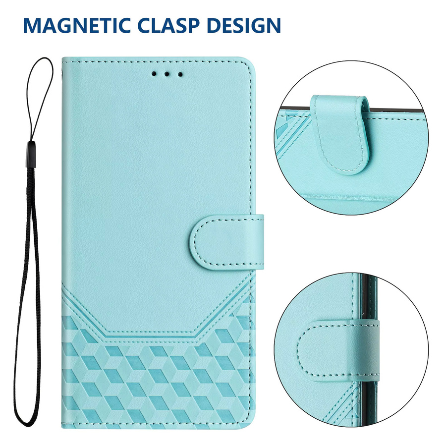 HKNR 3D Leder Handyhülle mit Brieftaschenfunktion und Ständer für iPhone, Farbe: Grün - Bild 2