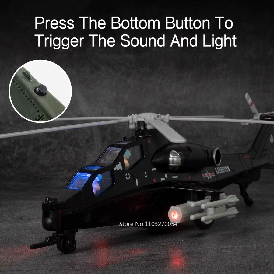 MAKEDA CAIC Z-10 Flugzeug Modell Legierung mit Sound und Licht Green - Bild 3