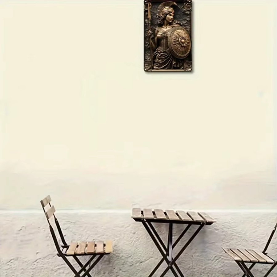 CIFBUY Wanddekoration Athena Griechische Mythologie Kunstschild aus Aluminium in Bronze, B/H: 30 x 30 cm - Bild 3