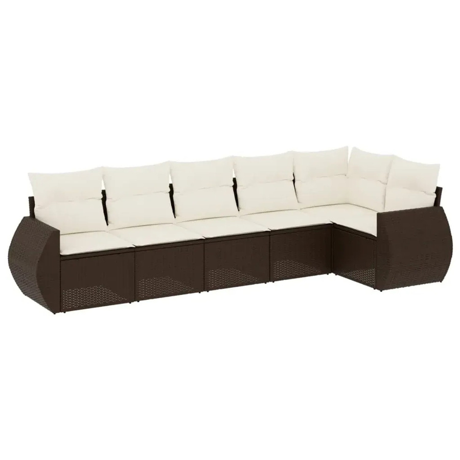 vidaXL 6-teilige Garten-Sofagarnitur in L-Form aus braunem Poly-Rattan mit Sitzkissen und Rückenkissen - Bild 2