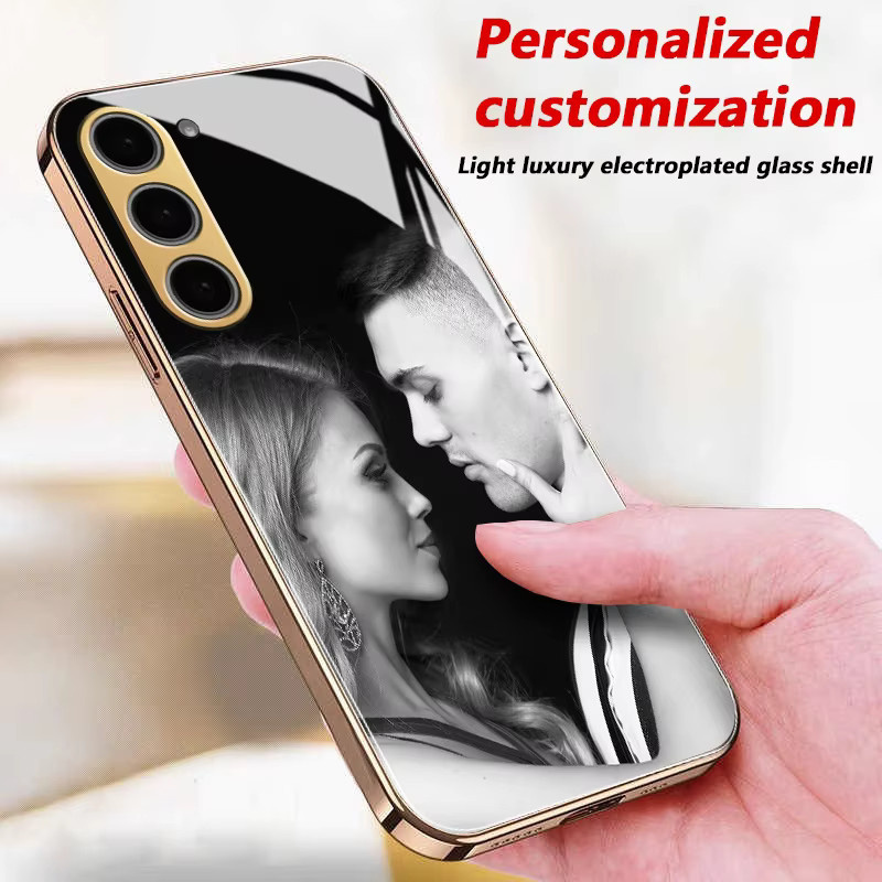 Personalisierte Samsung Galaxy Handyhülle mit Fotospiegelglas in Gold für S25 S24 S23 S22 S21 Ultra FE Plus Edge und weitere Modelle - Bild 4
