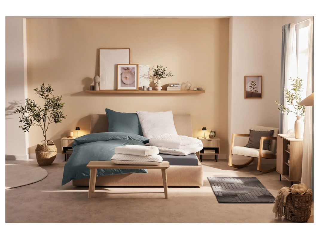 LIVARNO HOME Lyocell-Satin-Bettwäsche aus Baumwolle und Lyocell Tencel in Grau, Set bestehend aus 1x Bettbezug (135 x 200 cm) und 1x Kissenbezug (80 x 80 cm) - Bild 2