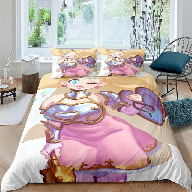 Bettwäsche-Set Prinzessin Peach von Lodestar in Pink mit Bettdeckenbezug und Kissenbezug aus Mikrofaser, B/T: 229 x 229 cm - Bild 1