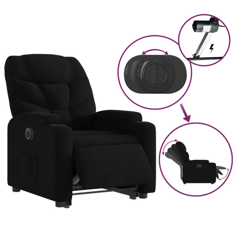 Vidaxl Elektrischer Massagesessel mit Aufstehhilfe in Schwarz aus Stoff - Bild 7
